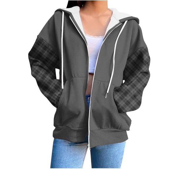 yillto Zip up Hoodie for Women Long Sleeve Sweatshirts Fall Outfits Oversized Casual Fashion Jackets