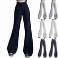 thumbnail image 1 of yilltoFlared Pants for Women Wide Leg Bell Bottom Elastic Waist Drawstring Loose Sweatpant with Pockets, 1 of 7