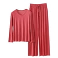 thumbnail image 1 of yilltoWomens Lounge Sets Long Sleeve Shirts Top and Sleepwear Pants 2 Piece Soft Pajamas Outfits, 1 of 3