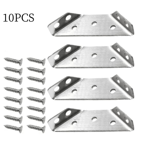 yilyih 10Pcs Universal Stainless Steel Furniture Corner Connector,Multifunctional Trapeziform Angle Brackets,Corner Braces,Corner Bracket for Wood,Shelf Supports,Shelving Brackets Heavy Duty