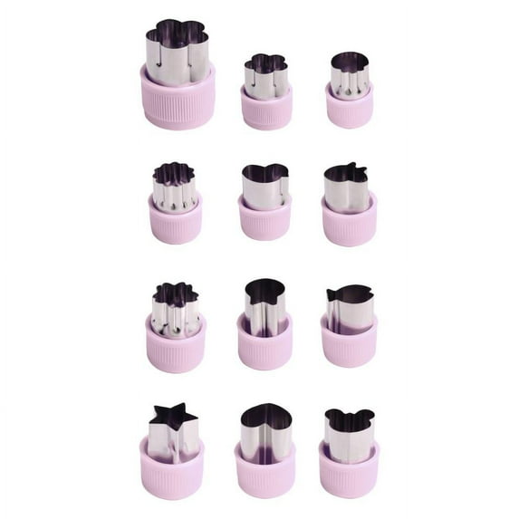yilyih 12Pcs Vegetable Cutter Shapes Set Mini Cookie & Fruit & Pie Stamps Mold Stainless Steel Mini Cookie Cutters Mini Food Cutters for Kids Baking and Food Supplement Tools Accessories