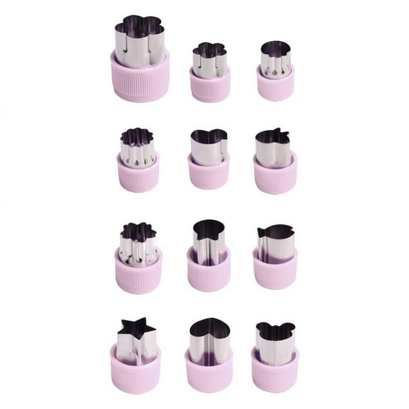 yilyih 12Pcs Vegetable Cutter Shapes Set Mini Cookie & Fruit & Pie Stamps Mold Stainless Steel Mini Cookie Cutters Mini Food Cutters for Kids Baking and Food Supplement Tools Accessories