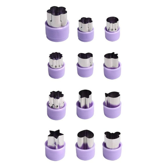 yilyih 12Pcs Vegetable Cutter Shapes Set Mini Cookie & Fruit & Pie Stamps Mold Stainless Steel Mini Cookie Cutters Mini Food Cutters for Kids Baking and Food Supplement Tools Accessories