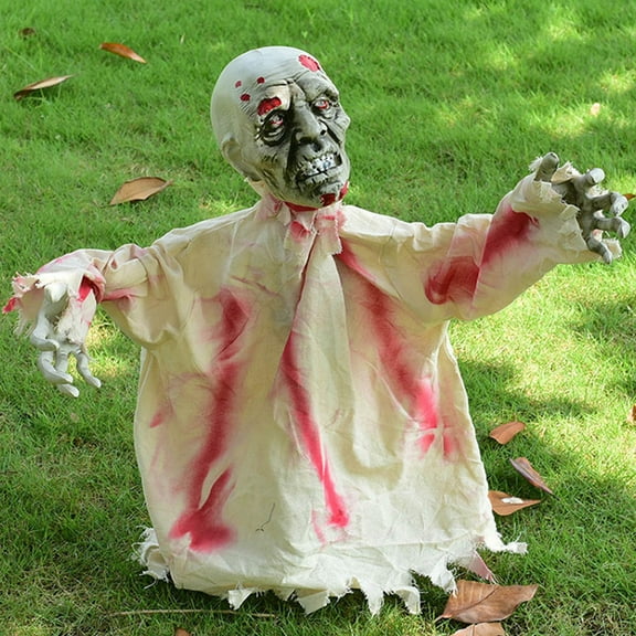 Halloween Decor, Halloween Decorations Outdoor – Motion & Sound Activated Groundbreaker Zombie Decor, Glowing Red Eyes Halloween Yard Lawn Graveyard Haunted House Prop