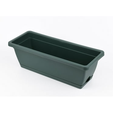 yilyih Rectangle Planter Box with Drainage Holes and Trays Plastic Planters Flower Boxes,Vegetable Planting Pot Balcony Ortrough,For Indoor Outdoor Plants Patio Garden Home Decor Porch Yard
