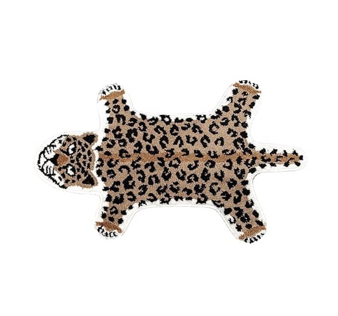 yingda1992 Leopard Shaped Bath Mat Non-Slip Cute Animals Bathroom Door Mat for Kitchen Bedroom Cartoon Shower Rug for Tub Soft Bathtub Mat Home Decor Brown 23.6x39.3in