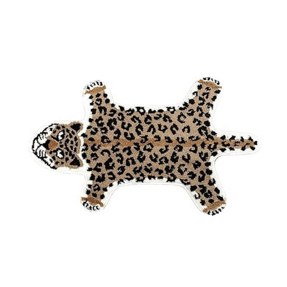 yingda1992 Leopard Shaped Bath Mat Non-Slip Cute Animals Bathroom Door Mat for Kitchen Bedroom Cartoon Shower Rug for Tub Soft Bathtub Mat Home Decor Brown 23.6x39.3in