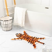 yingda1992 Orange Tiger Cute Bath Mat for Bathroom Fun Animal Shaped Non Slip Absorbent Cartoon Bathtub Mat Plush Shower Rugs Carpet Decor Washable 21.4inx32.2in