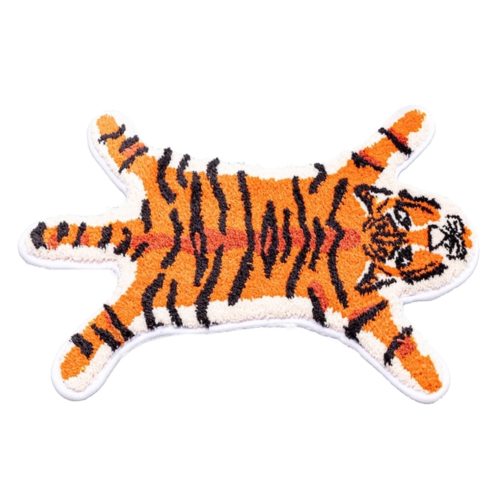 yingda1992 Tiger Bath Mat for Bathroom Cute Orange Tiger Cartoon Non Slip Animal Shaped Absorbent Bathtub Bathroom Plush Shower Rugs 25.6x38.6in