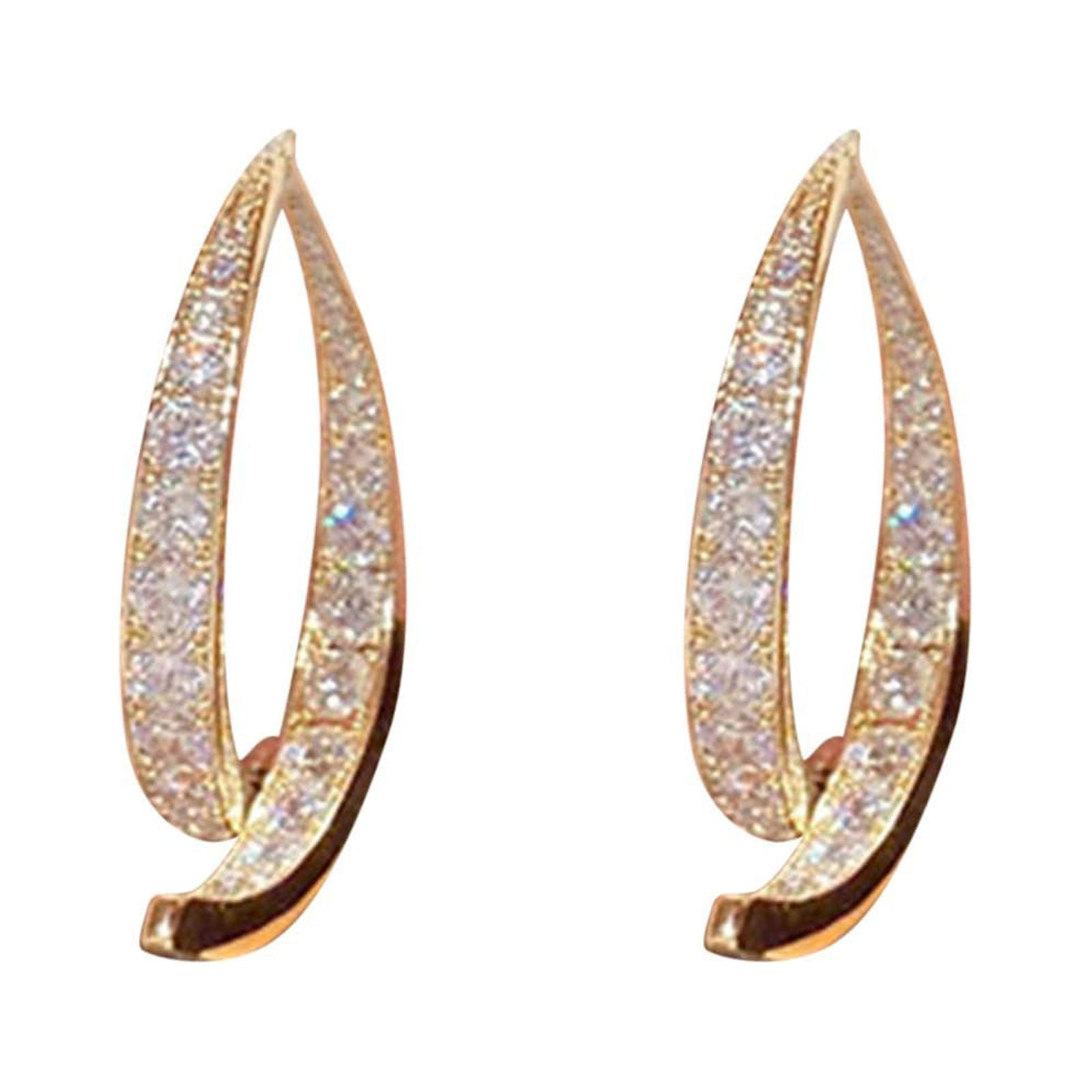 YINGUO cross rhinestone earrings thin dangle moon elegant rhinestone earrings wedding women accessories jewelry cross earrings for women