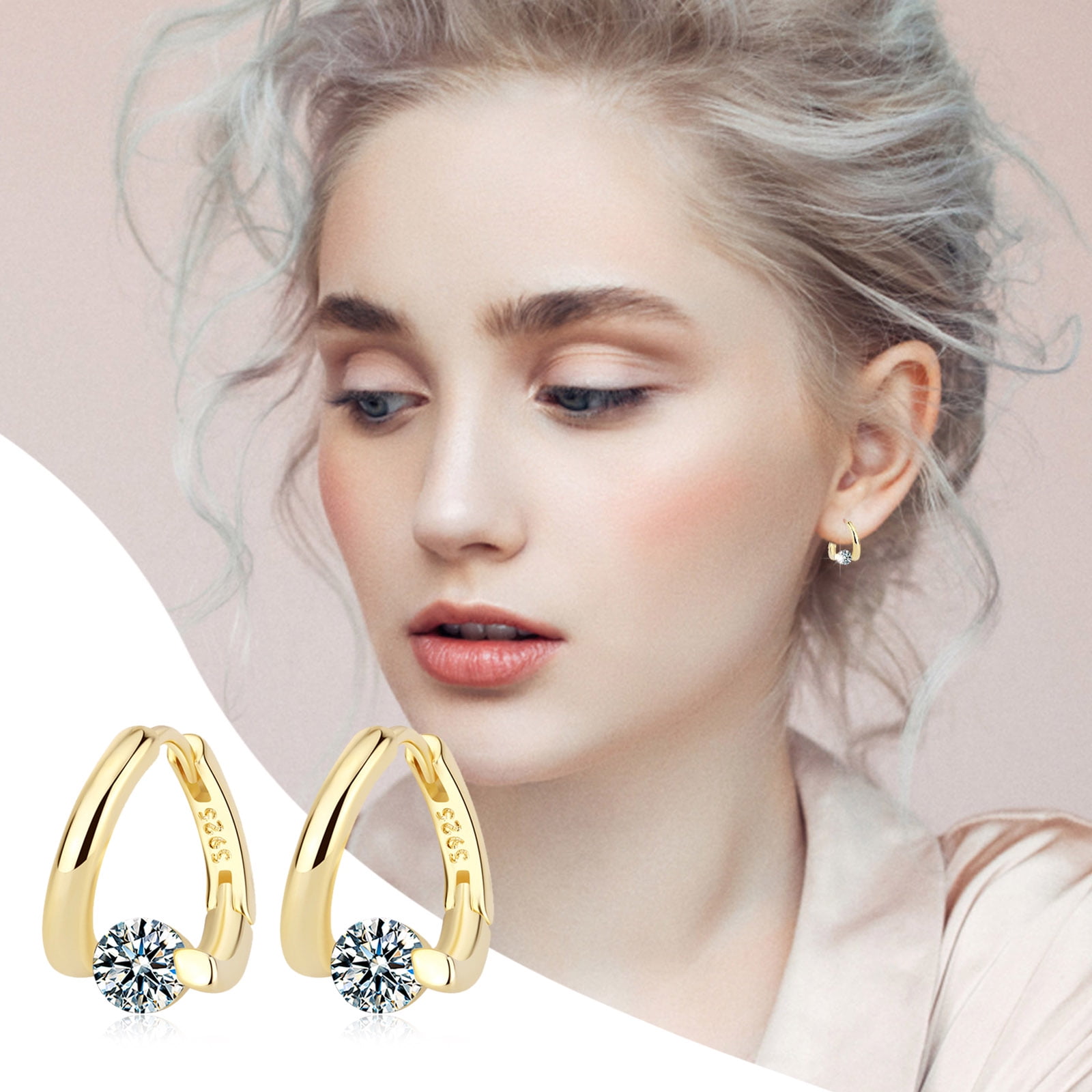 yinguo womens tall stud earrings rhinestones earrings gold diamon stud