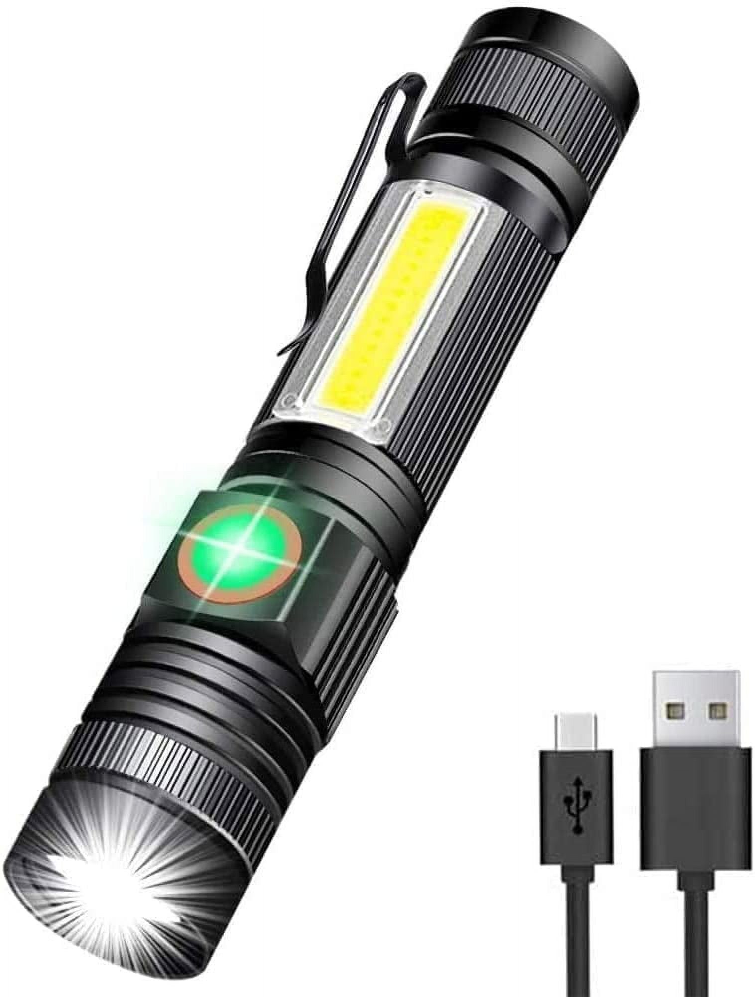 yiyang Rechargeable Flashlight(Battery Included), Magnetic LED Flashlight with COB sidelight, 1200 Lumen Super Bright LED, Waterproof, Zoomable, 4 Modes Best Flashlight for Camping, Emergency