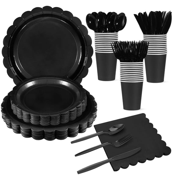 yj 175 Pcs Sage Green Party Supplies Include Green Scalloped Plate Paper Napkin Cup Plastic Cutlery for Wedding, Birthday