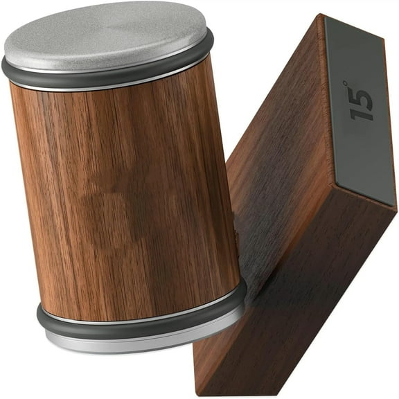 Yl-YANG Kitchen Knife Sharpener for Razor Sharp Edges Made in - Easy Knife Sharpening Kit - Roller with Magnetic Holder with 15 & 20 Degrees Wood grain set 8.5 * 5.5 base 10.6 * 6 *. 25cm 