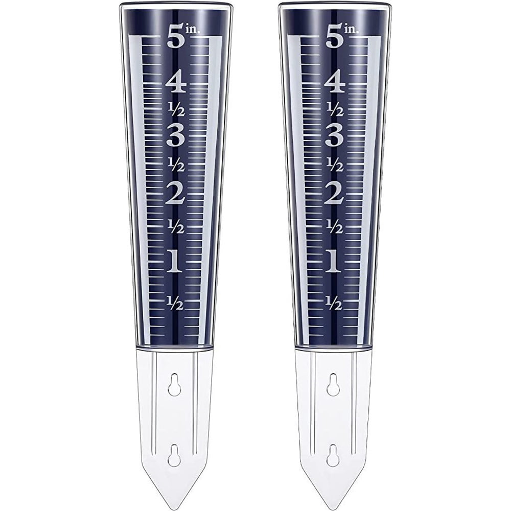 Yl-YANG Magnifying Easy Read 5-Inch Capacity Acrylic Rain Gauge in Navy Blue Vertical stake rain gauge,