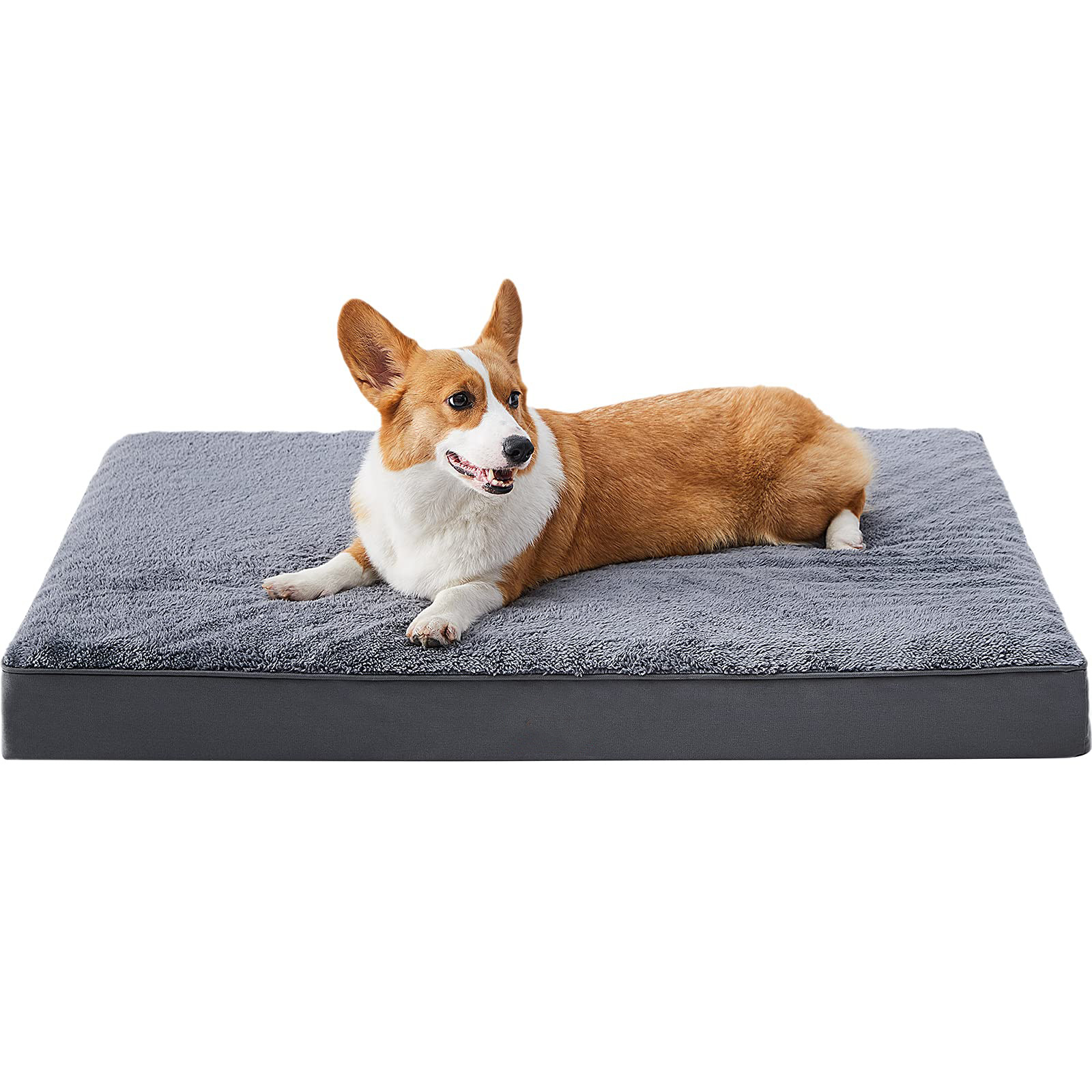 Yl-YANG Waterproof Dog Bed Medium Size Dog Orthopedic Dog Beds for Crate with Removable Washable Cover Egg-Crate Foam Pet Pad Mat with Anti-Slip Bottom, 24-inch Grey (without leather label)