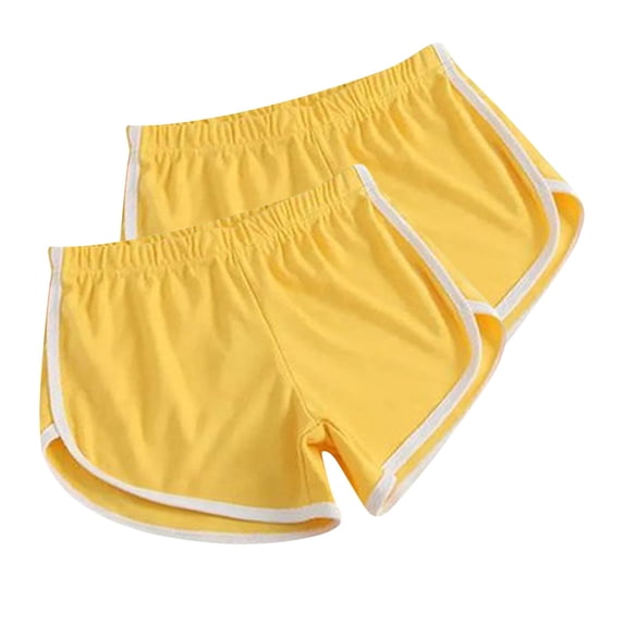 ylioge 2 Pack Running Shorts for Women Casual Elastic Waisted Solid Color Side Slit Breathable Multipack Loungewear Athletic Workout Yoga Short