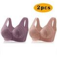 thumbnail image 1 of ylioge 2 Pack S-6XL Plus Size Womens Front Closure Bras Wireless Push Up Bralettes Breathable Full Coverage Multipack Support Underwear Bra, 1 of 3