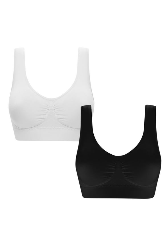 2 Pack Sports Bras for Women No Underwire Plus Size S-6X Lightweight Push Up Breathable High-Impact Athletic Underwear Bralettes