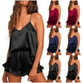 thumbnail image 1 of ylioge 2 Pack Womens 2 Piece Pajama Sets Lightweight Satin Loungewear Outfits Ladies Casual Solid Silk Tank Tops and Shorts Sleepwear Set Summer, 1 of 8