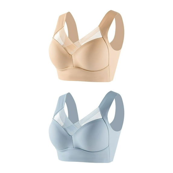 ylioge 2 Pack Womens Sports Bras Plus Size L-6X No Underwire Push Up Bralettes Multipack Lightweight Adjustable Full Coverage Underwear Bra