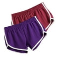 thumbnail image 1 of ylioge 2 Pack Womens Yoga Shorts Athletic Workout Casual Solid Color Elastic Waist Side Slit Bottom Multipack Breathable Loungewear Running Short, 1 of 2