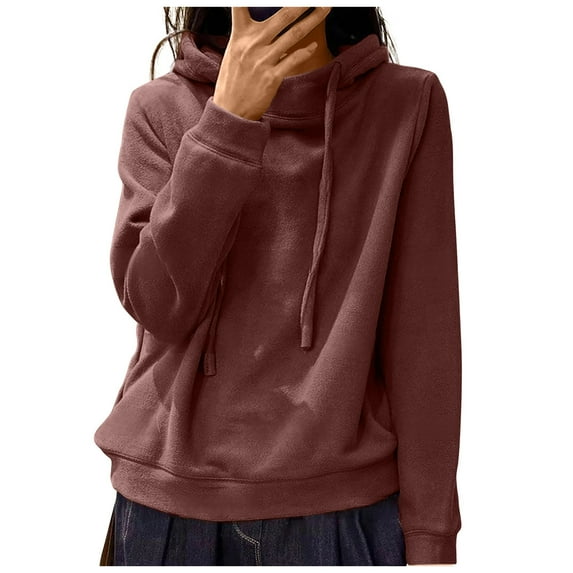 ylioge 2024 New Style Y2k Hoodies for Women, Womens Fleece Sweatshirts Casual Loose Crewneck Long Sleeve Drawstring Solid Color Pullover Tops Spring