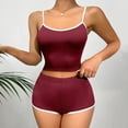 thumbnail image 1 of ylioge 2X-4X Plus Size Short Pajama Sets for Women 2 Piece Trendy Solid Color Stretchy Slim Sleeveless Tank Tops and Shorts Homewear Pajamas Suits Set, 1 of 3