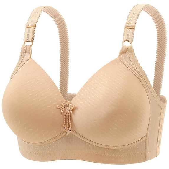 ylioge 2X-5X Plus Size Bras for Women Large Bust D-Cup Wireless Push Up Bralettes Womens Casual Solid Color Full-Coverage Support Underwear Bra