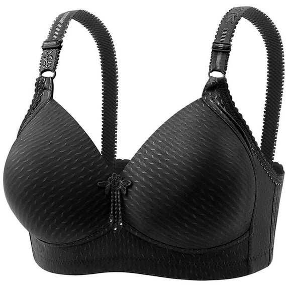 ylioge 2X-5X Plus Size Bras for Women Large Bust D-Cup Wireless Push Up Bralettes Womens Casual Solid Color Full-Coverage Support Underwear Bra