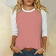 thumbnail image 1 of ylioge 3/4 Sleeve T Shirts for Women Plus Size S-4X Crewneck Going-Out Tops Womens Casual Color Block Pullover Slim Basic Loungewear Tees Top, 1 of 7