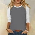 thumbnail image 1 of ylioge 3/4 Sleeve T Shirts for Women Plus Size S-4X Crewneck Going-Out Tops Womens Casual Color Block Pullover Slim Basic Loungewear Tees Top, 1 of 7