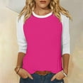 thumbnail image 1 of ylioge 3/4 Sleeve T Shirts for Women Plus Size S-4X Crewneck Going-Out Tops Womens Casual Color Block Pullover Slim Basic Loungewear Tees Top, 1 of 7