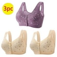 thumbnail image 1 of ylioge 3 Pack Front Closure Bras for Women Plus Size S-4XL Wireless Bralettes Push Up Lightweight Breathable Multipack Soft Underwear Bra, 1 of 5