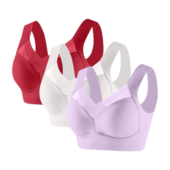 ylioge 3 Pack L-6X Womens Plus Size Sports Bras No Underwire Stretchy Pullover Bralettes Push Up Breathable Multipack Athletic Workout Underwear Bra