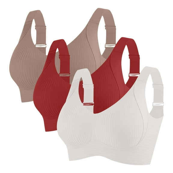 ylioge 3 Pack M-4X Plus Size Sports Bras for Women No Underwire Push Up Bralettes High-Impact Breathable Full-Coverage Athletic Workout Underwear Bra