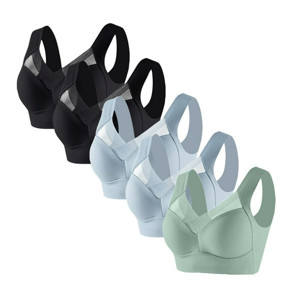 ylioge 3 Pack Plus Size Sports Bras for Women L-6XL Wireless Push Up Bralettes Lightweight Pullover Breathable Yoga Underwear Multipack Bra