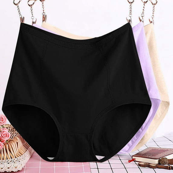 ylioge 3 Pack Plus Size Womens Underwear High Waisted Briefs XL-6X Ladies Multipack Solid Stretchy Breathable Full Coverage Panties