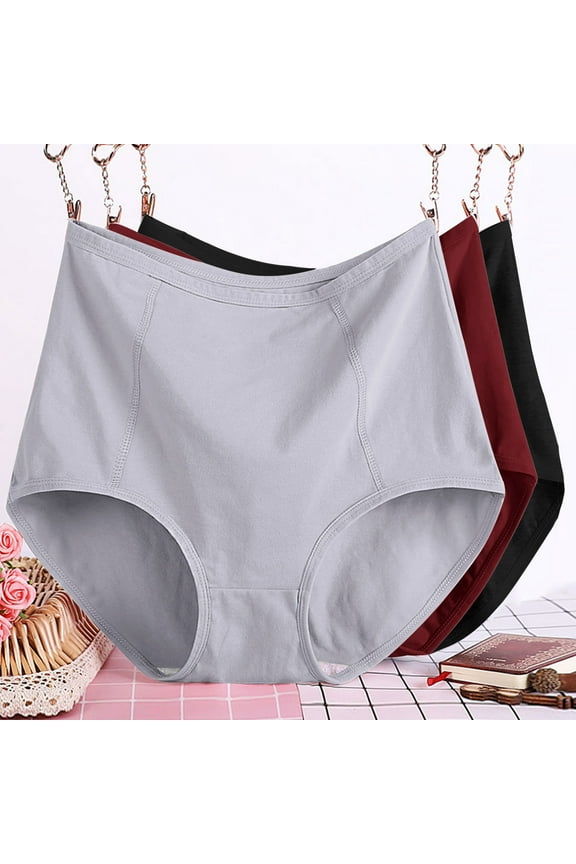 3 Pack Plus Size Womens Underwear High Waisted Briefs XL-6X Ladies Multipack Solid Stretchy Breathable Full Coverage Panties