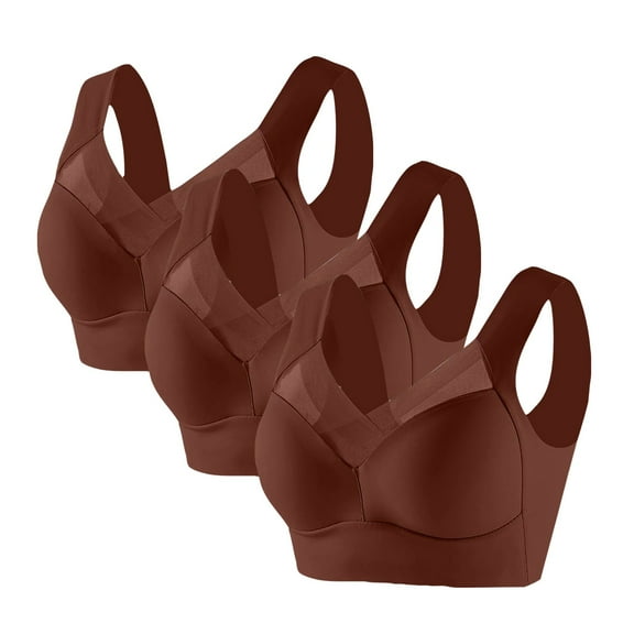 ylioge 3 Pack Sports Bras for Women No Underwire Plus Size L-6X Bralettes Lightweight Multipack Breathable Push Up Athletic Workout Underwear Bra