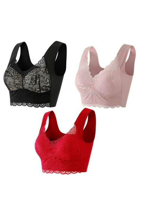 3 Pack Sports Bras for Women Plus Size M-5X No Underwire Support Bralettes Push Up Breathable Pullover Lifting Underwear Bra