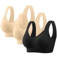 thumbnail image 1 of ylioge 3 Pack Sports Bras for Women Plus Size M-5X Wirefree Push Up Bralettes Stretchy Support Lifting Breathable Everyday Yoga Tshirt Underwear Bra, 1 of 8