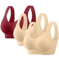 thumbnail image 1 of ylioge 3 Pack Sports Bras for Women Plus Size M-5X Wirefree Push Up Bralettes Stretchy Support Lifting Breathable Everyday Yoga Tshirt Underwear Bra, 1 of 8