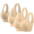 thumbnail image 1 of ylioge 3 Pack Sports Bras for Women Plus Size M-5X Wirefree Push Up Bralettes Stretchy Support Lifting Breathable Everyday Yoga Tshirt Underwear Bra, 1 of 8