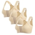 thumbnail image 1 of ylioge 3 Pack Sports Bras for Women S-5XL Plus Size Front Closure Bralettes No Underwire Push Up High Support Workout Underwear Bra, 1 of 7