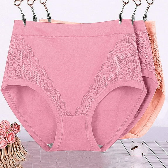 ylioge 3 Pack Womens Underwear Briefs Plus Size XL-6X High Waisted Cotton Panties Ladies Lace Splice Stretchy Comfort Full Coverage Brief