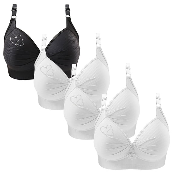 ylioge 4 Pack Bras for Women XS-4X Plus Size Wireless Underwear Push Up Bra Casual Multipack Breathable Support Lifting Nylon Bralettes