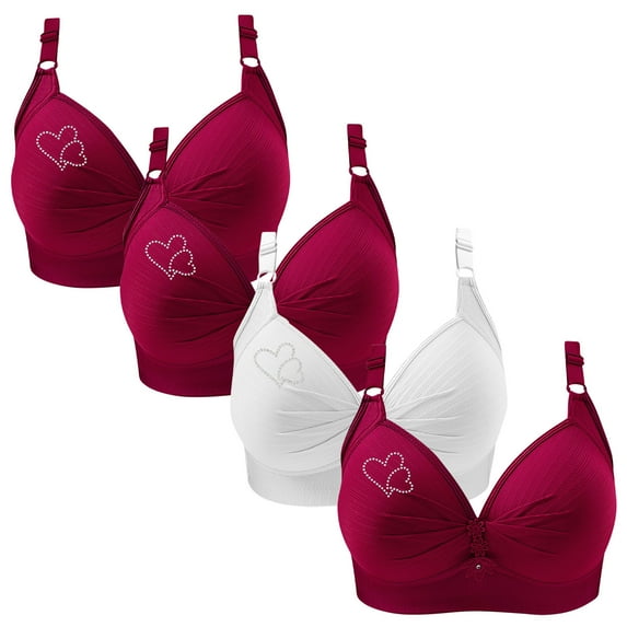 ylioge 4 Pack Womens Push Up Bras XS-4X Plus Size Full Coverage Wireless Underwear Bra Casual Multipack Breathable Support Lifting Bralettes