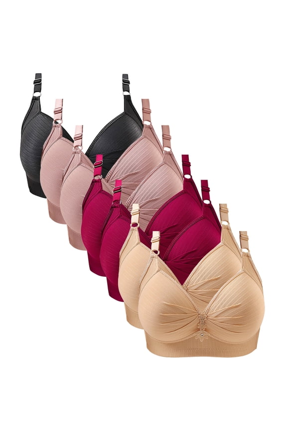 7 Pack Plus Size Bras for Women S-5XL Wireless Push Up Bralettes Multipack Comfort Full Coverage Support Lifting Underwear Bra