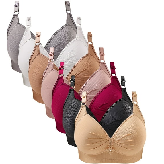 ylioge 7 Pack Push Up Bras for Women No Underwire Plus Size S-5X Womens Casual Breathable Full-Coverage Support BC-Cup Underwear Bra